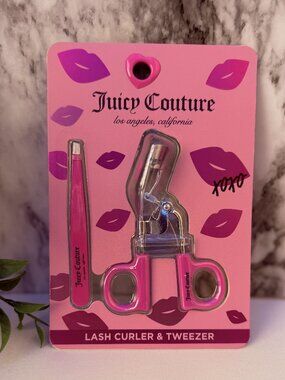 Juicy Couture Lash Curler & Tweezer Set Pink Lips XOXO Brow Tool